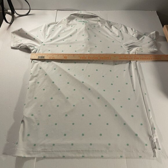 Straight Down Performance Golf Polo Shamrocks Print Men Size Small Duck Hunt - Picture 3 of 12